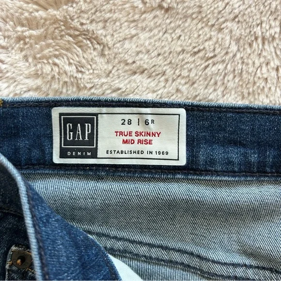 GAP True Skinny Mid Rise Denim Jeans Size 28/6R‎ - Picture 6 of 8